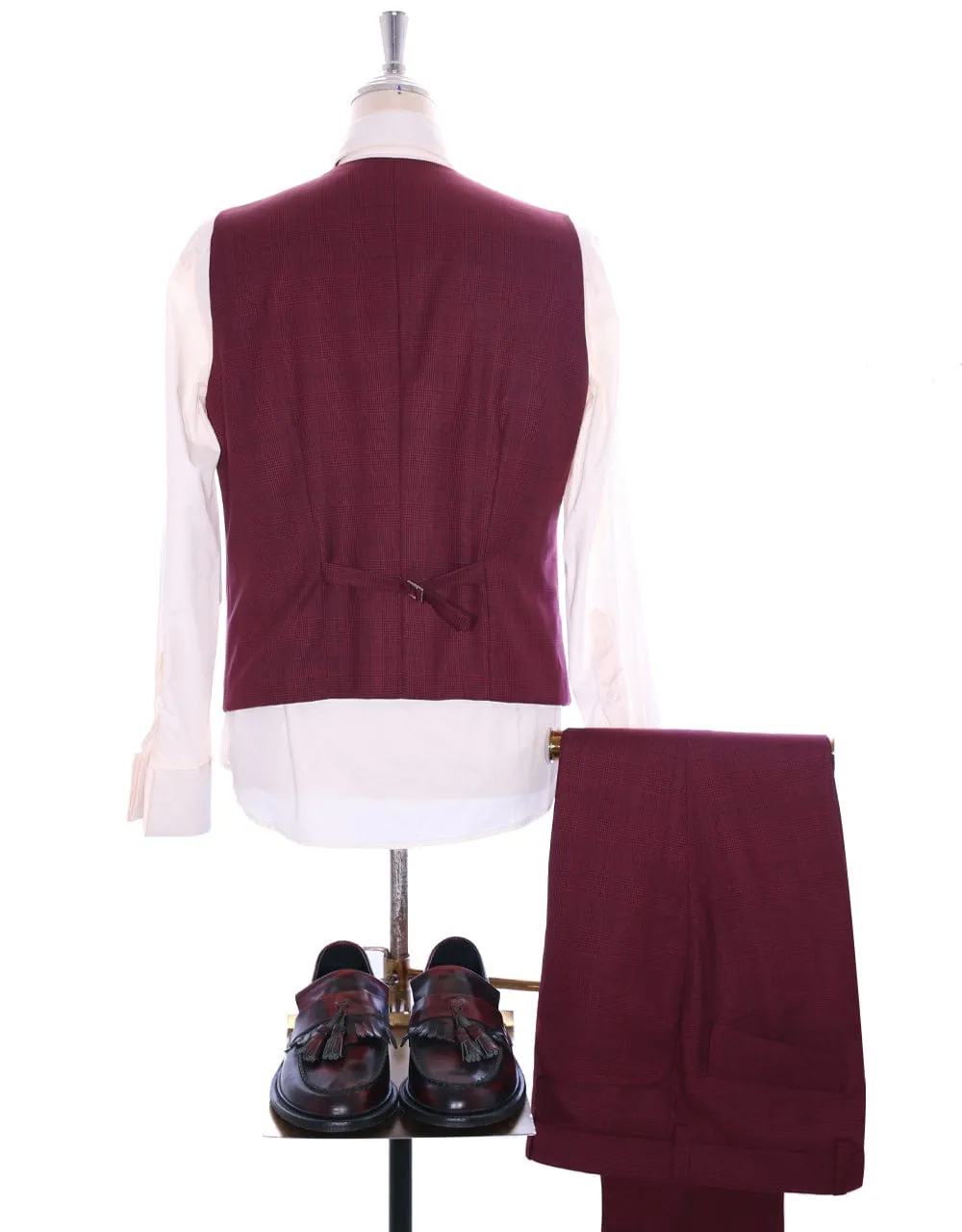 Suit Deals| Buy 1 Burgundy Prince Of Wales Check Suit Get Free 3 Products