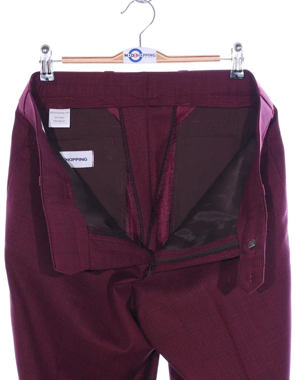 Suit Deals| Buy 1 Burgundy Prince Of Wales Check Suit Get Free 3 Products