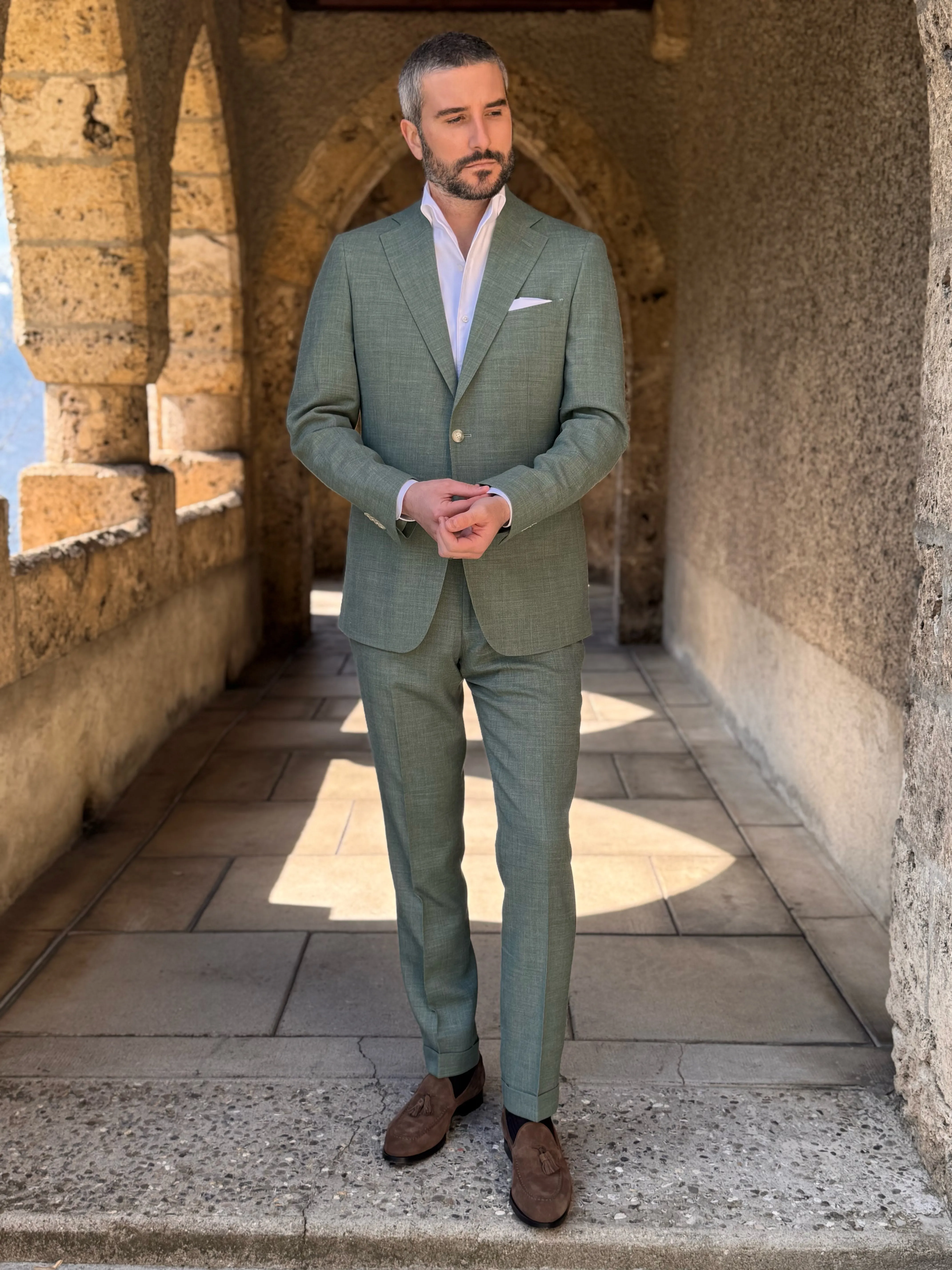 Suit Linen Blend - Sage Green