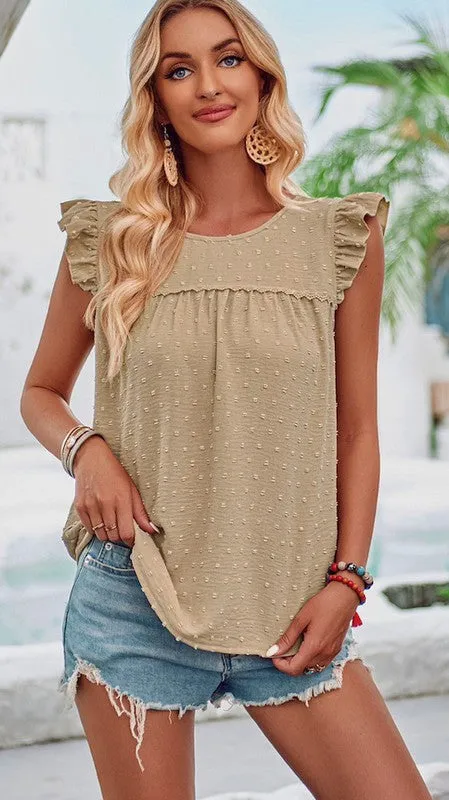 Swiss dot ruffled top