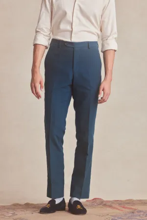Teal Flat Front Moleskin Trousers