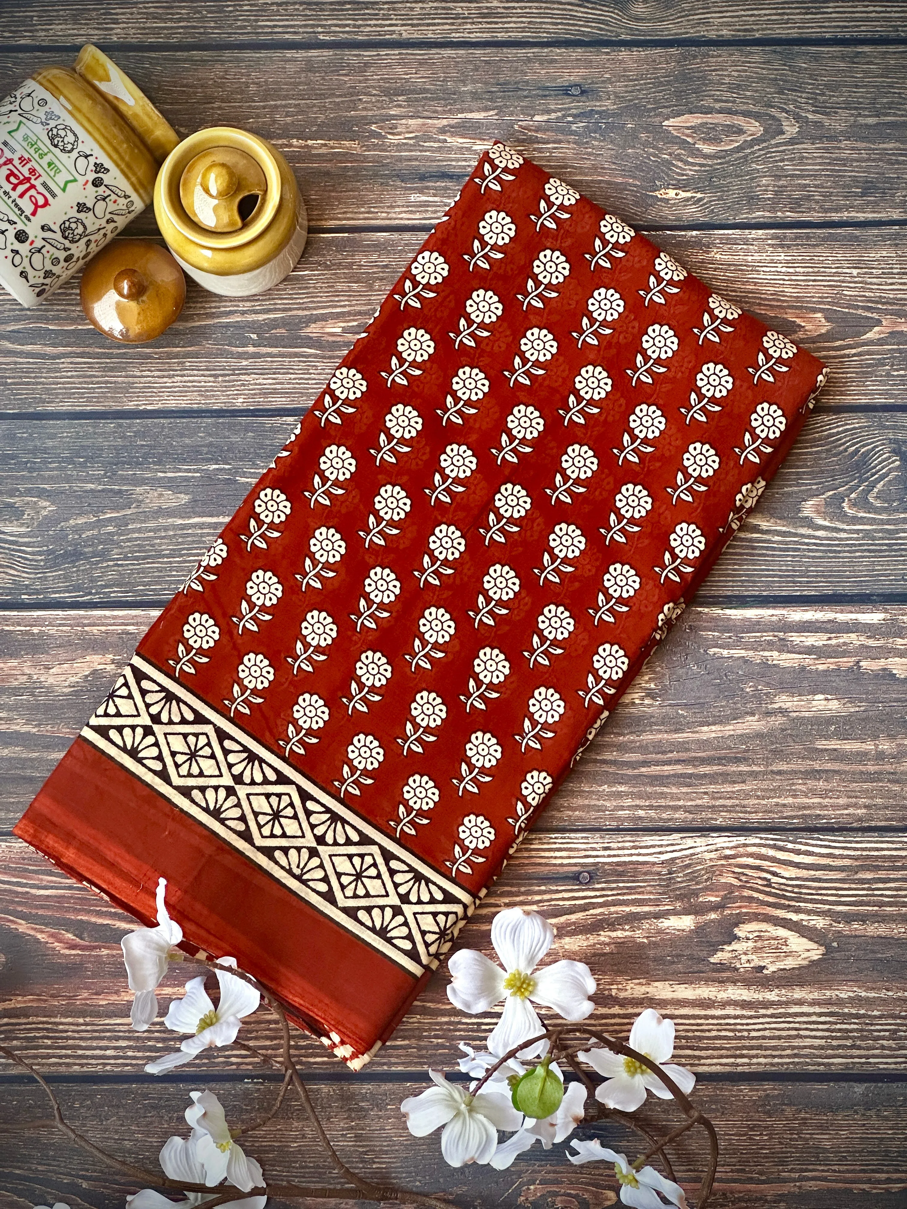 Terracotta Grace | Printed Practice Saree