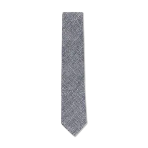 Textured Tie in Navy Wool, Linen & Cotton