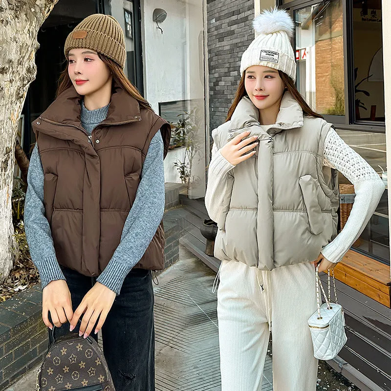 Thickened Windproof Quilted Zip Up Puffer Vest for Women