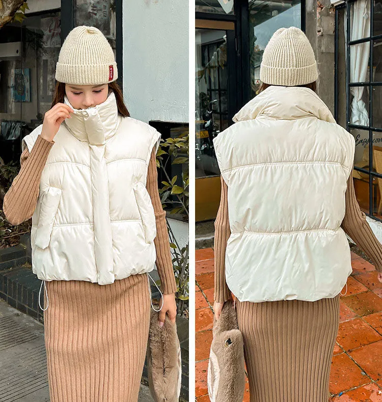 Thickened Windproof Quilted Zip Up Puffer Vest for Women