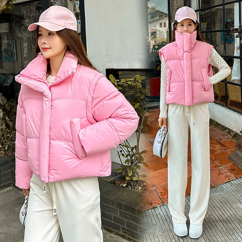 Thickened Windproof Quilted Zip Up Puffer Vest for Women