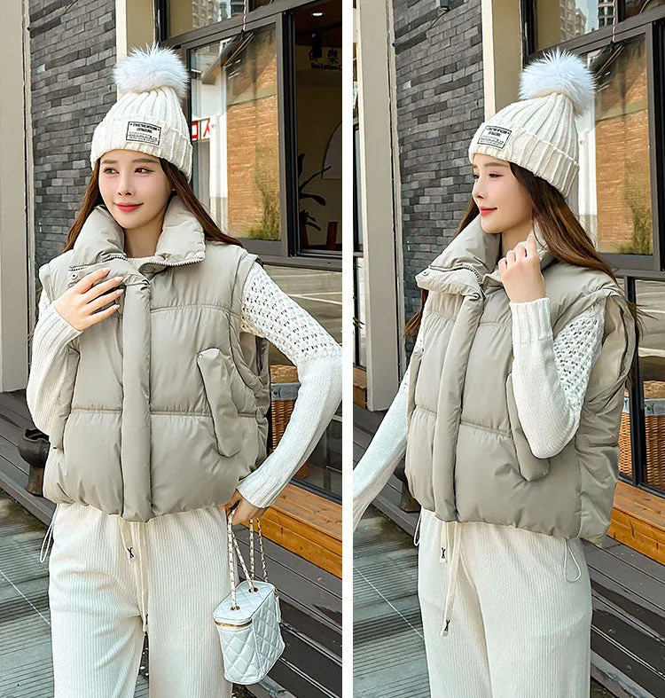 Thickened Windproof Quilted Zip Up Puffer Vest for Women
