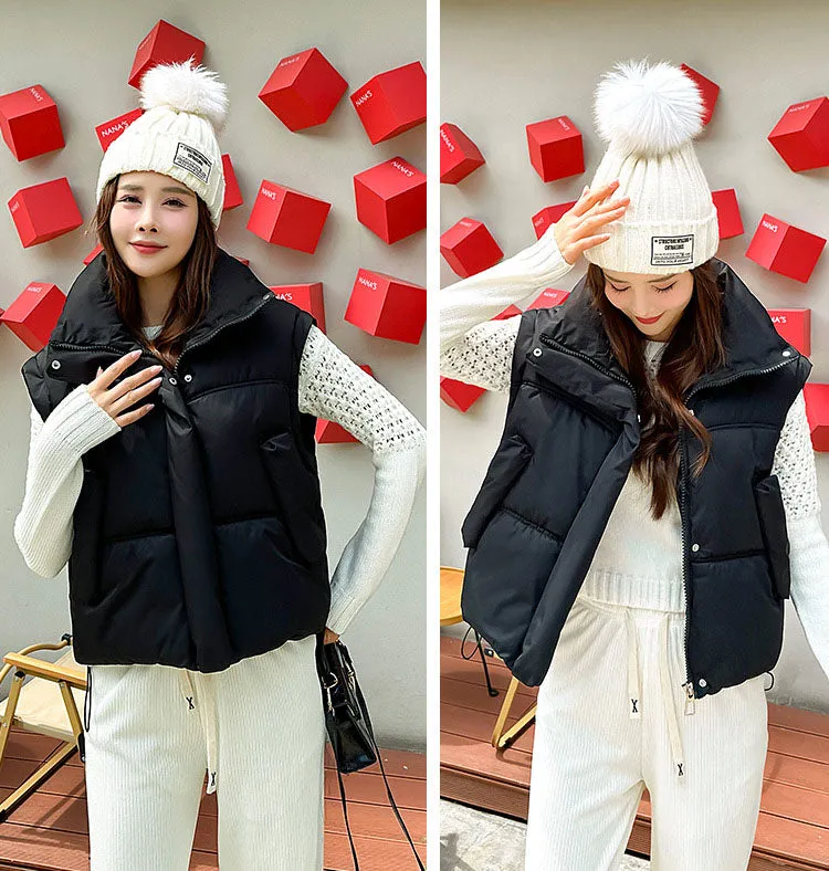 Thickened Windproof Quilted Zip Up Puffer Vest for Women