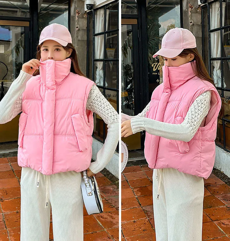 Thickened Windproof Quilted Zip Up Puffer Vest for Women