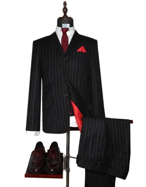 This Suit Only - Black and White Pinstripe 3 Piece Suit Size 38R Trouser 34/30