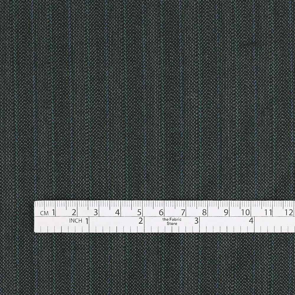 Thread Stripe Wool Suiting - Black / Teal