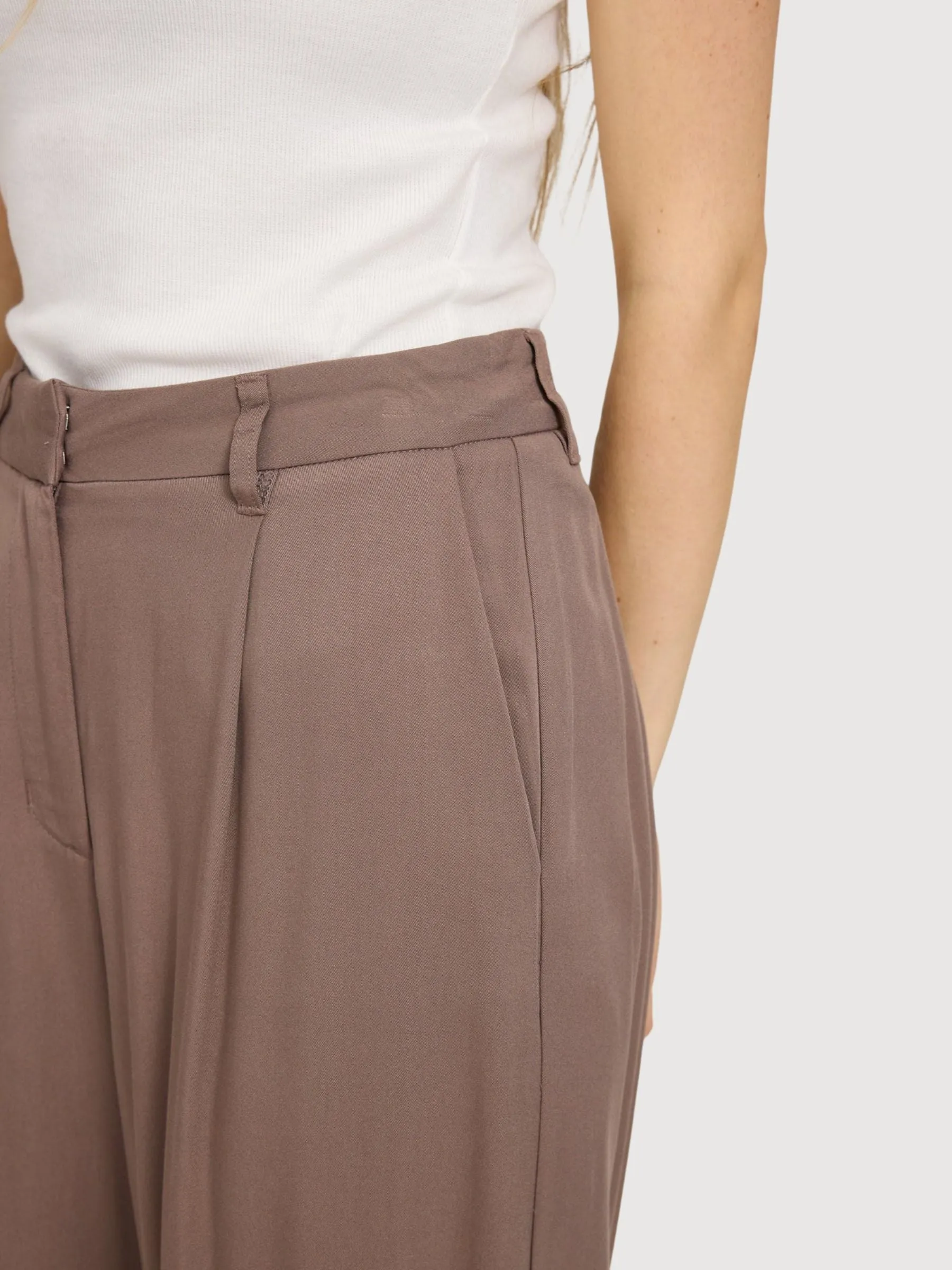 Trouser Pleated Brown Woman Viscose | Mazine