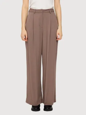 Trouser Pleated Brown Woman Viscose | Mazine
