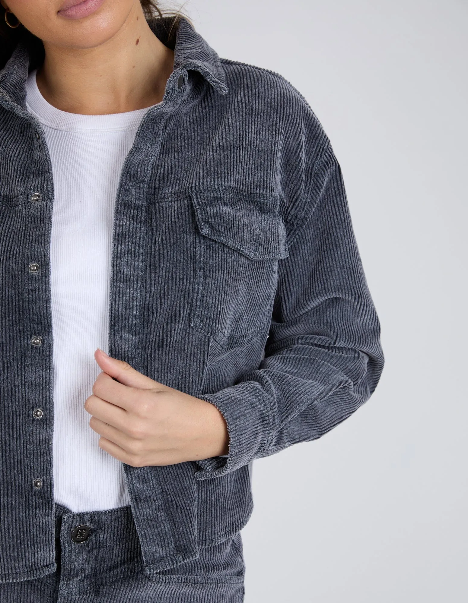TULAROSE CORD SHIRT WASHED BLACK