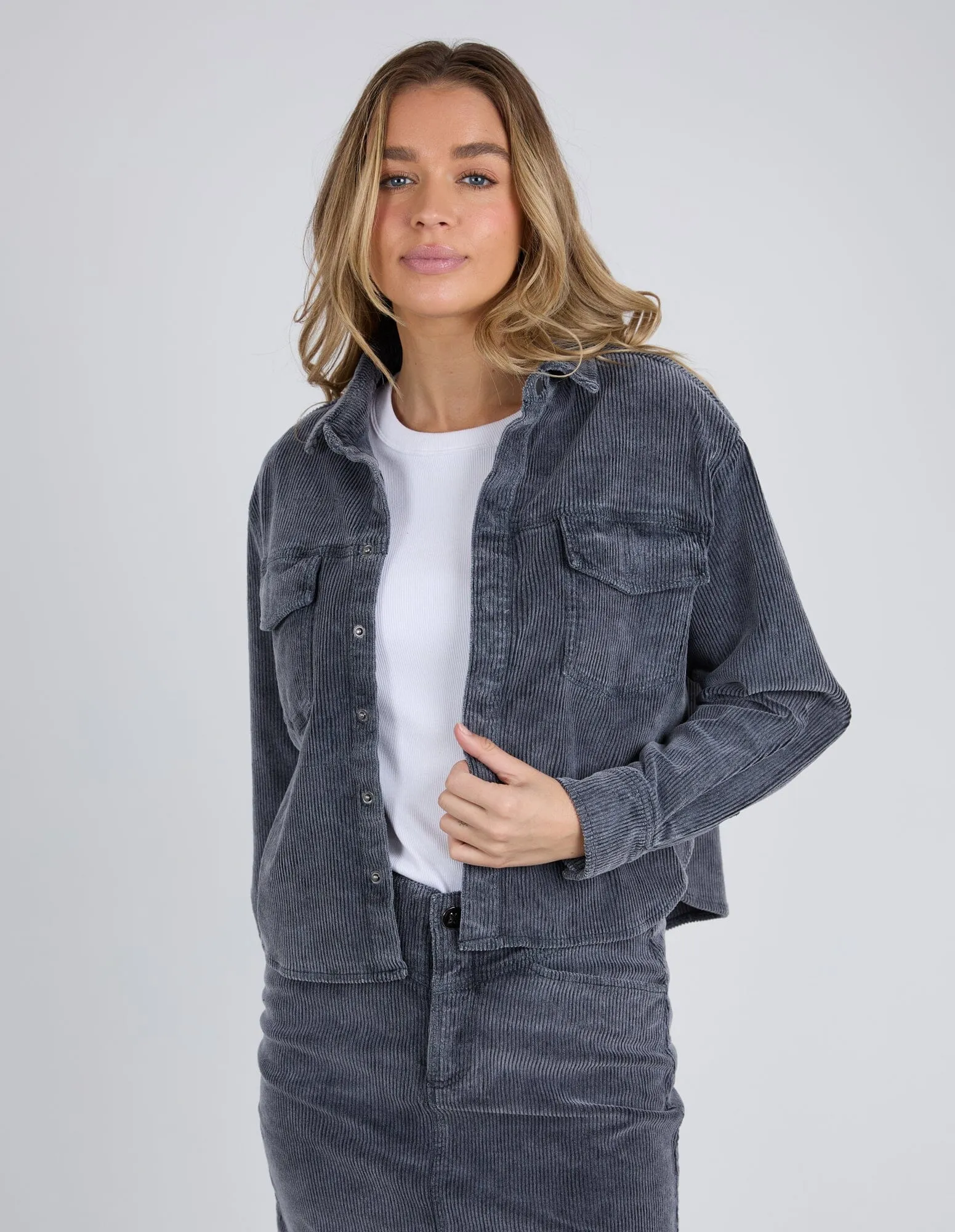 TULAROSE CORD SHIRT WASHED BLACK