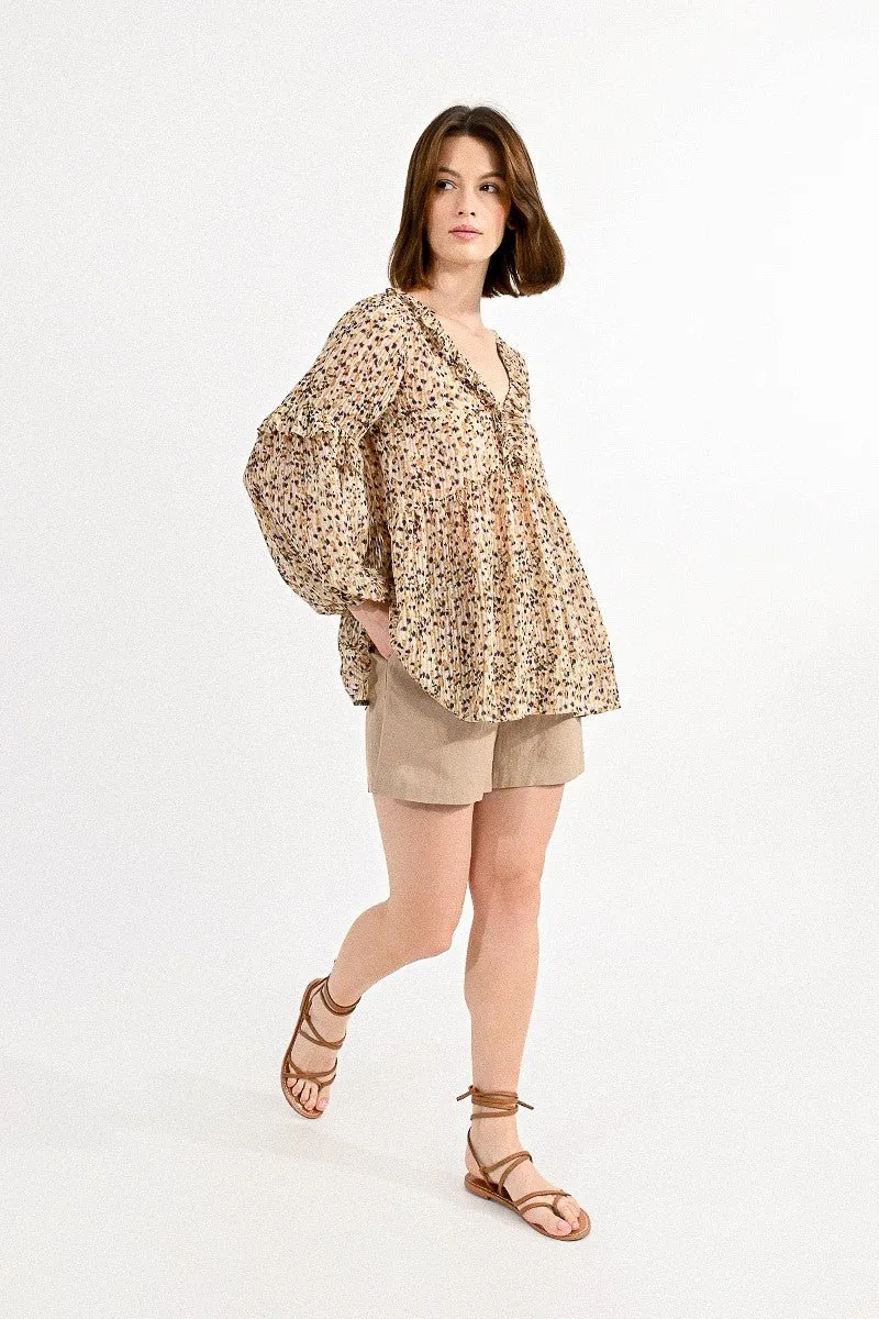 V-NECK PRINTED BLOUSE