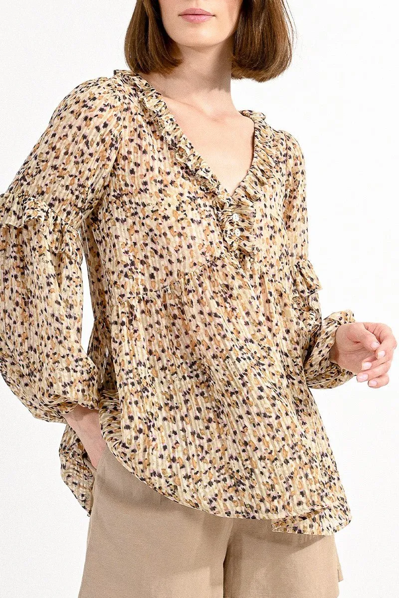 V-NECK PRINTED BLOUSE