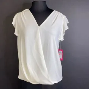 Vince Camuto Ivory Wrap-Front Top-XS
