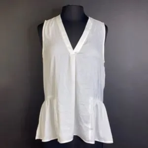 Vince Camuto Sleeveless Rumple Ruffle Blouse, Size X-Small - White