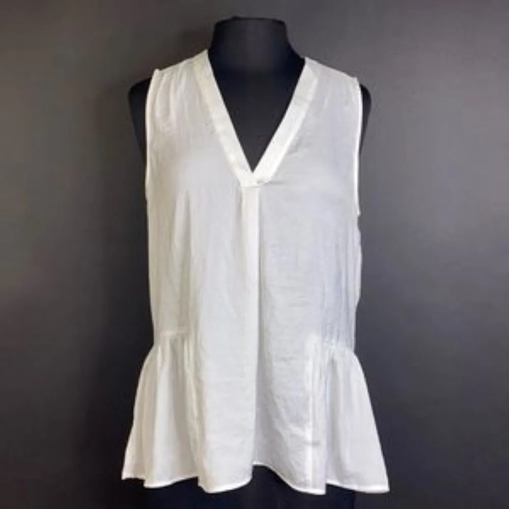 Vince Camuto Sleeveless Rumple Ruffle Blouse, Size X-Small - White
