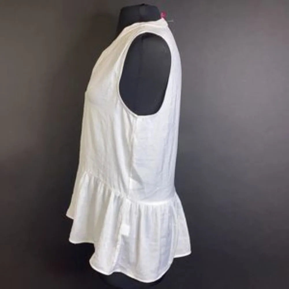 Vince Camuto Sleeveless Rumple Ruffle Blouse, Size X-Small - White