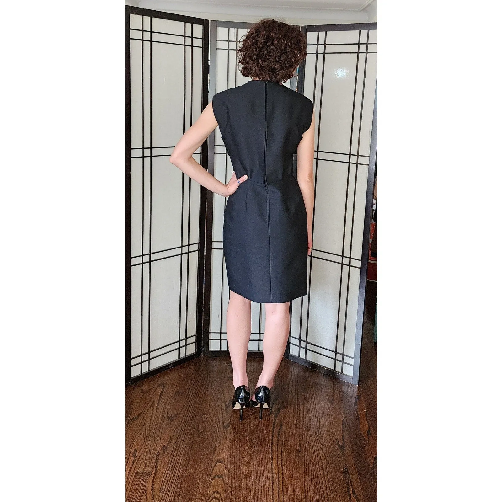 Vintage 60s Mod Dress in Tailored Wool, Sleeveless, M