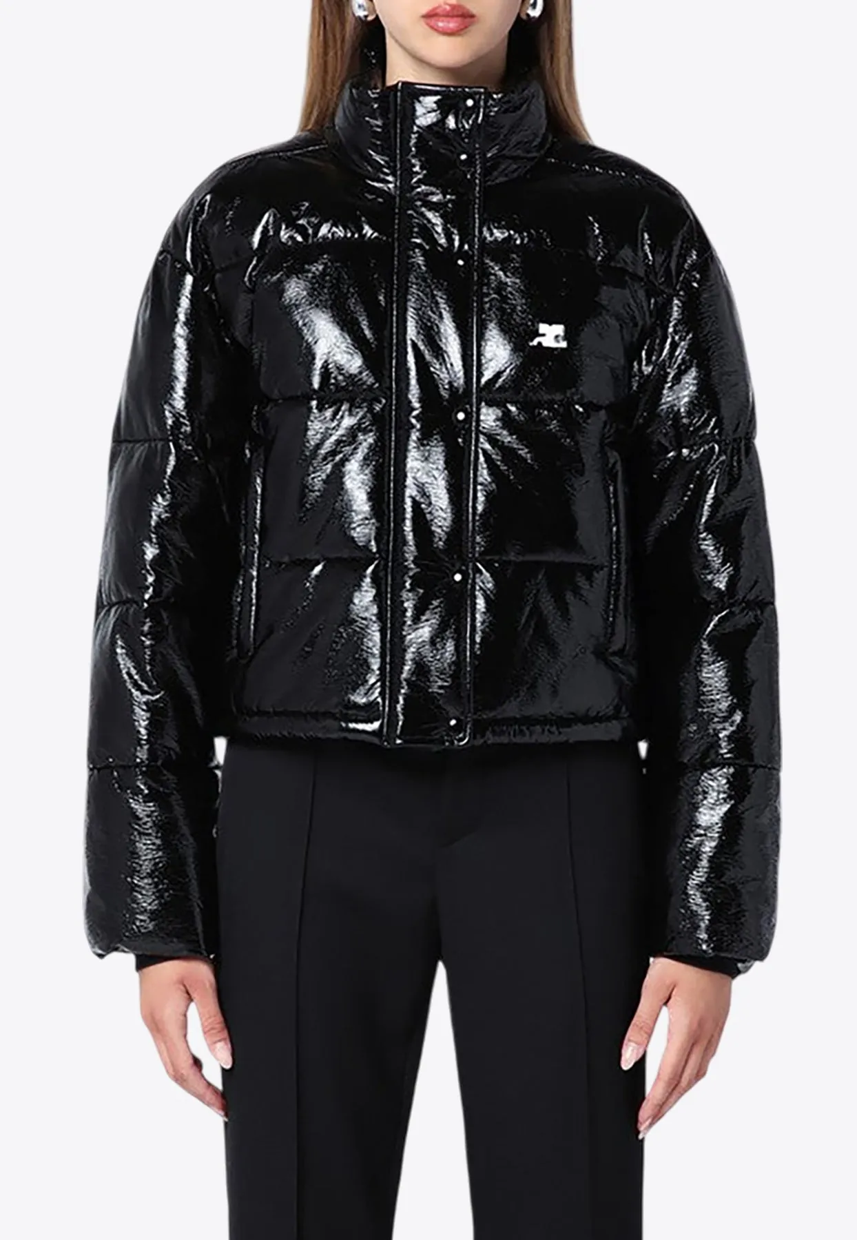 Vinyl Cropped Puffer Jacket