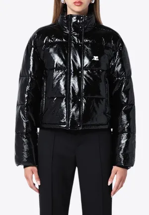 Vinyl Cropped Puffer Jacket
