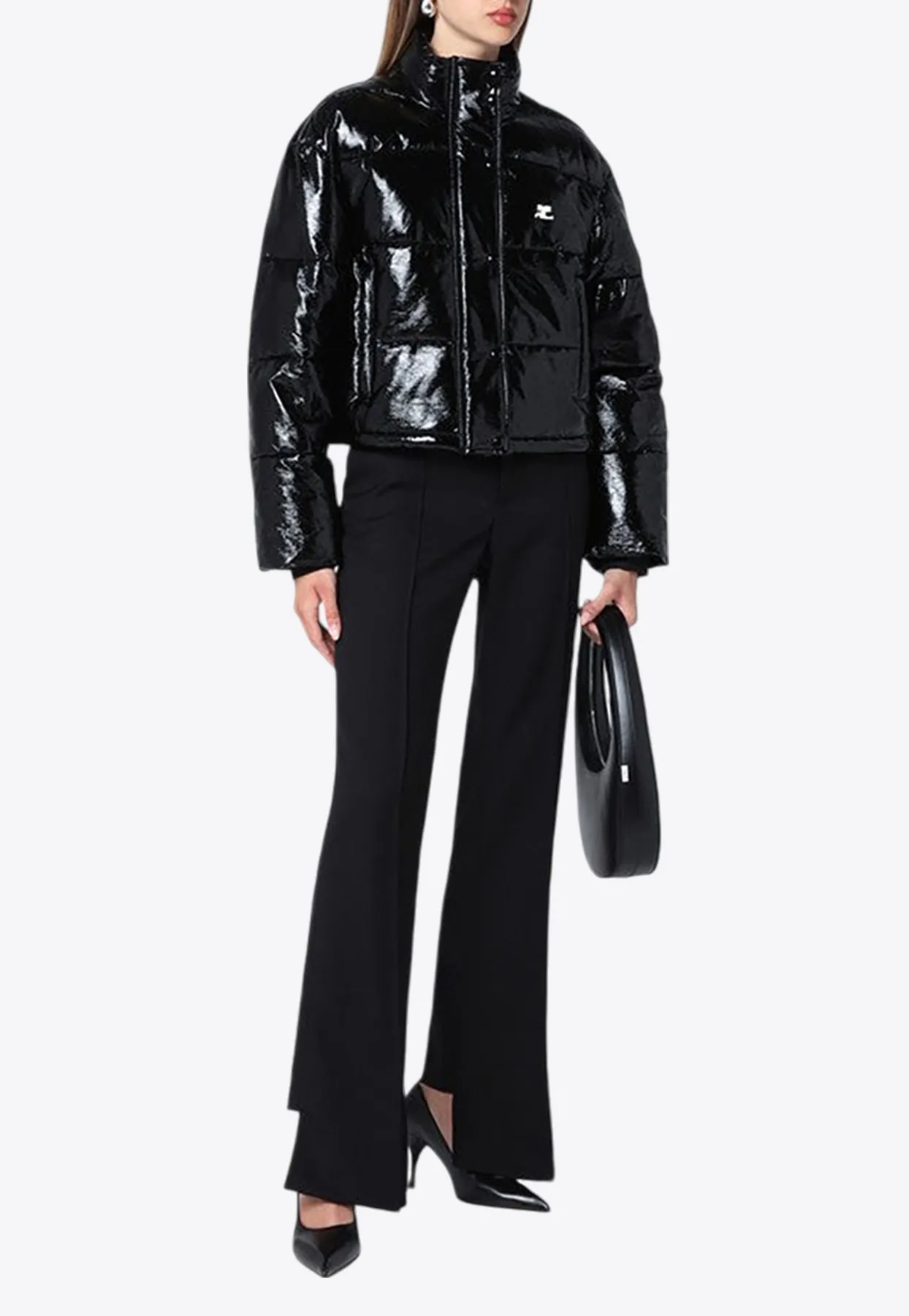 Vinyl Cropped Puffer Jacket