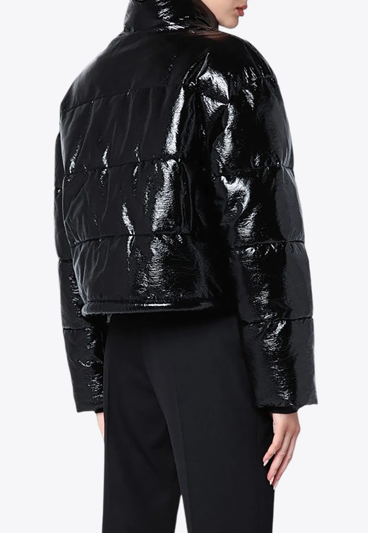 Vinyl Cropped Puffer Jacket