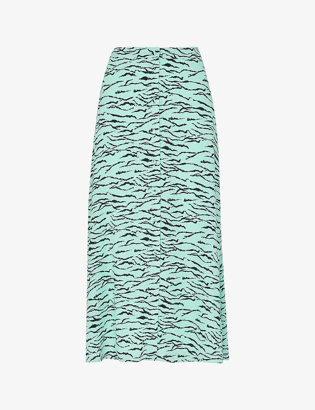 WHISTLES Tigar-Print Button-Front Woven Skirt