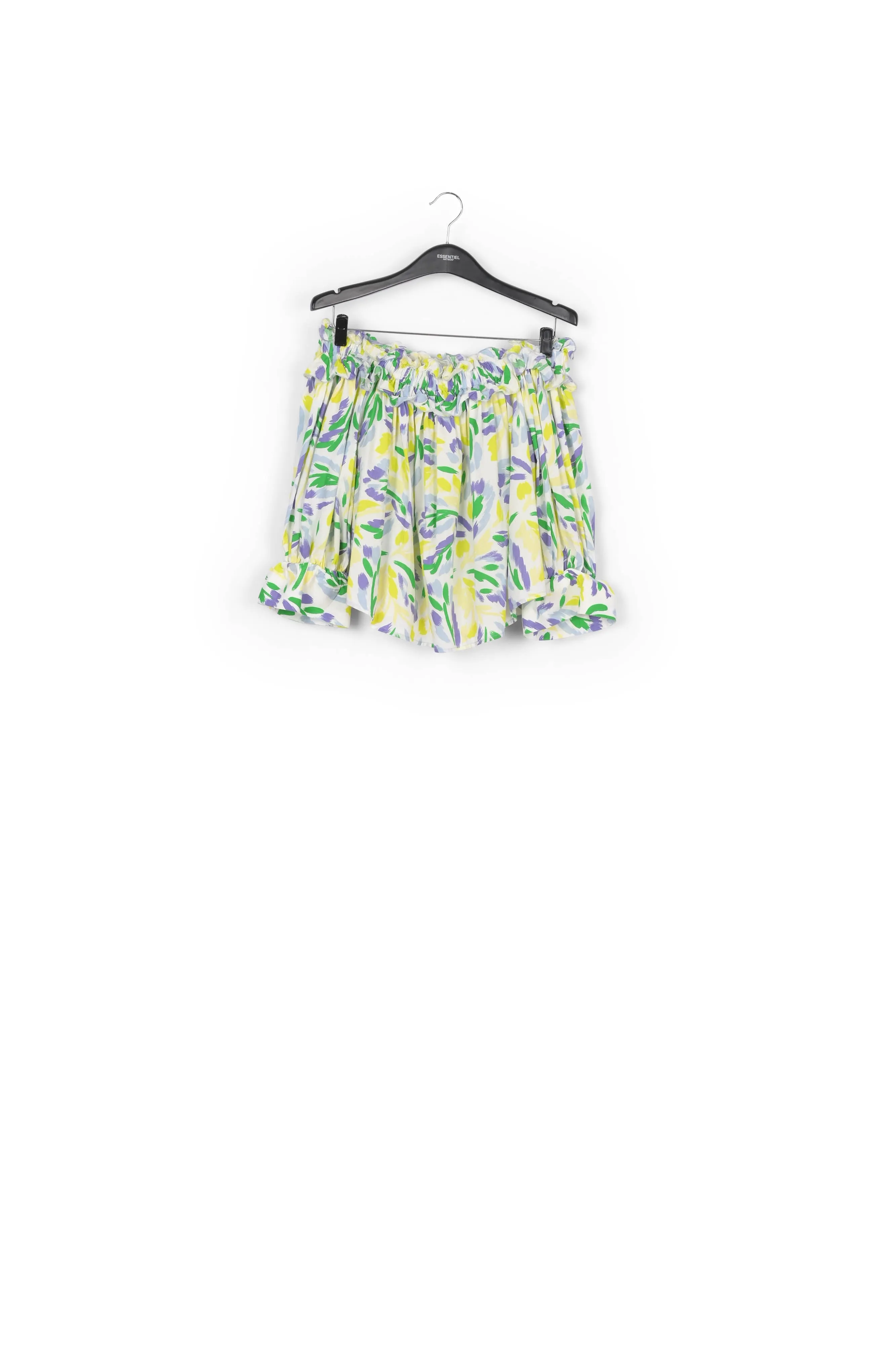 White, yellow and purple floral print off-the-shoulder top
