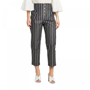 Who What Wear Women's Striped High Rise Cropped Straight Trousers