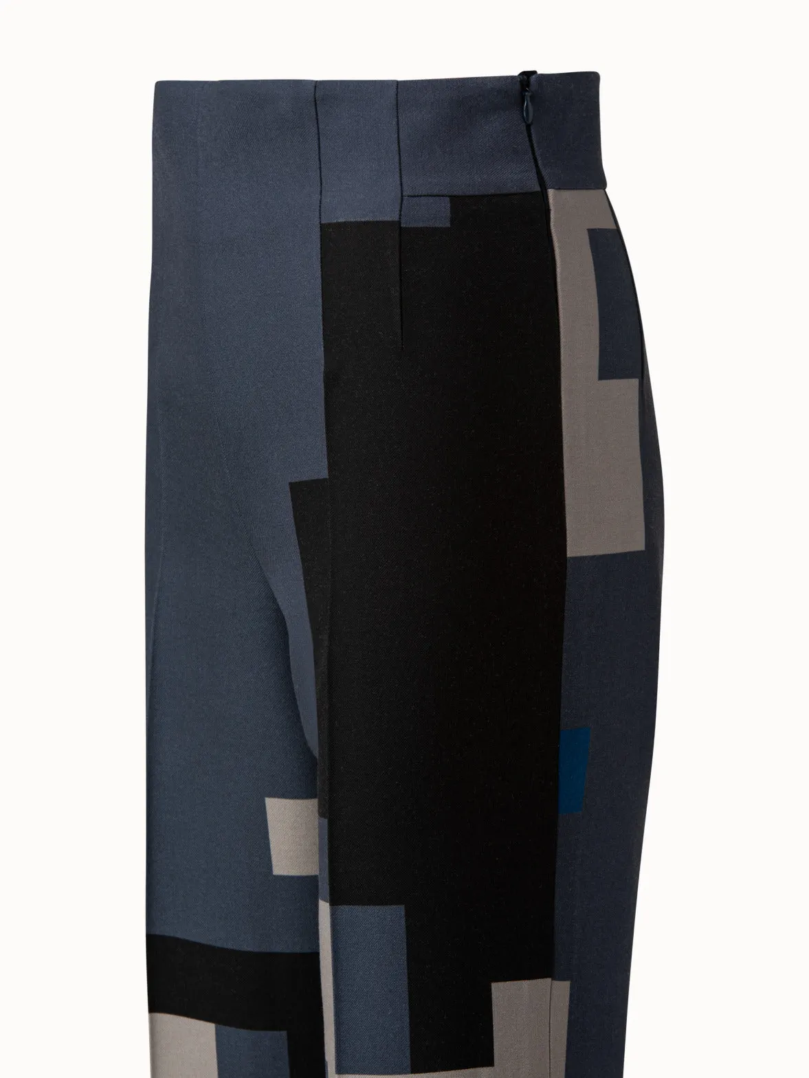 Wide Wool Double-Face Pant with Novemberday Print
