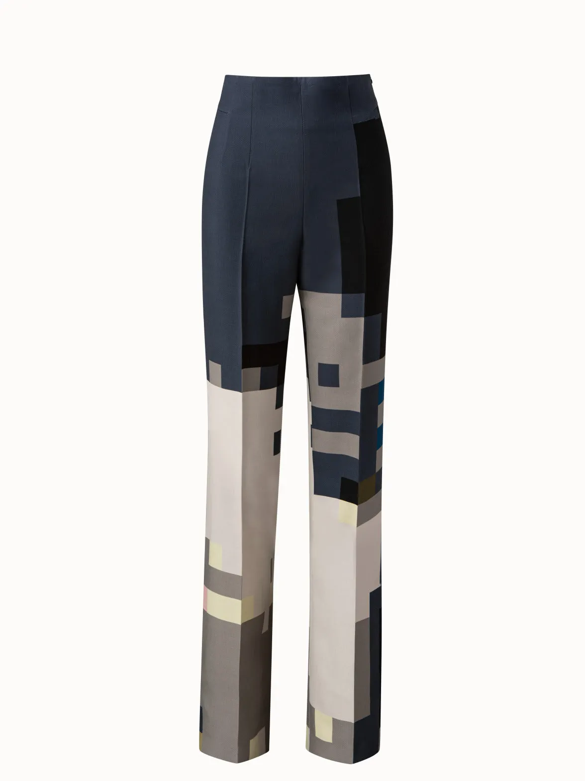 Wide Wool Double-Face Pant with Novemberday Print