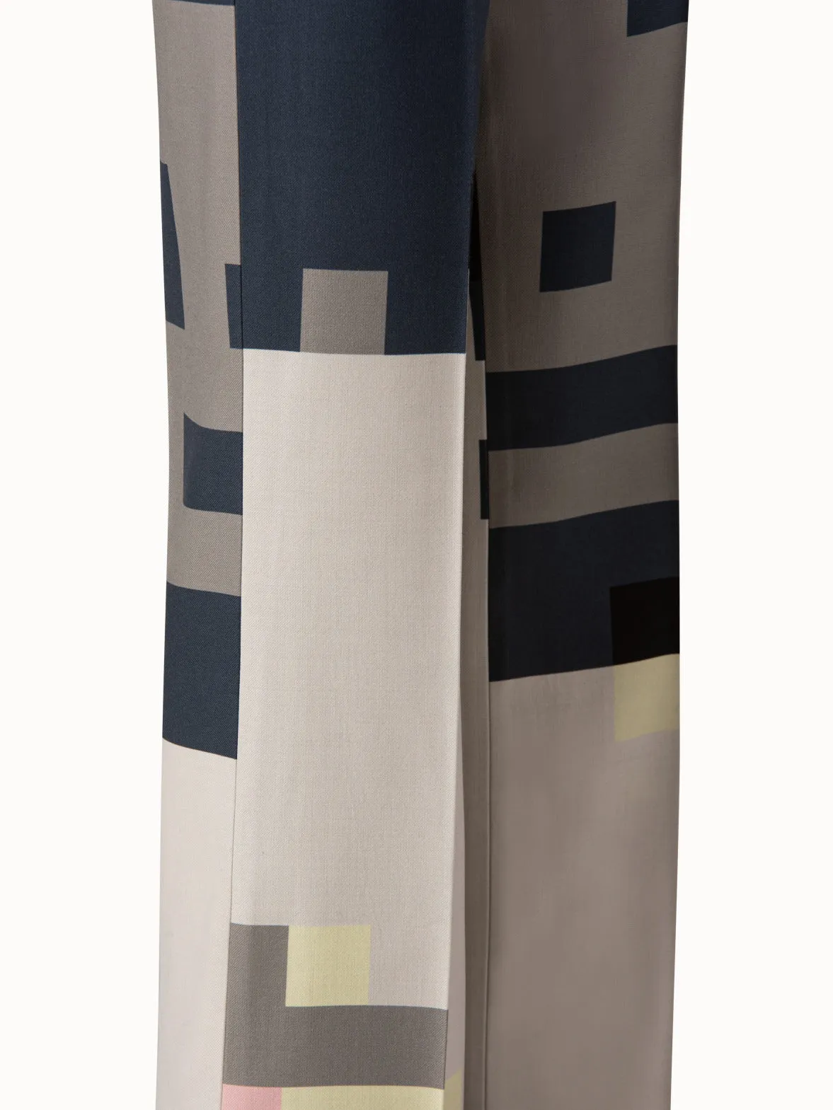 Wide Wool Double-Face Pant with Novemberday Print