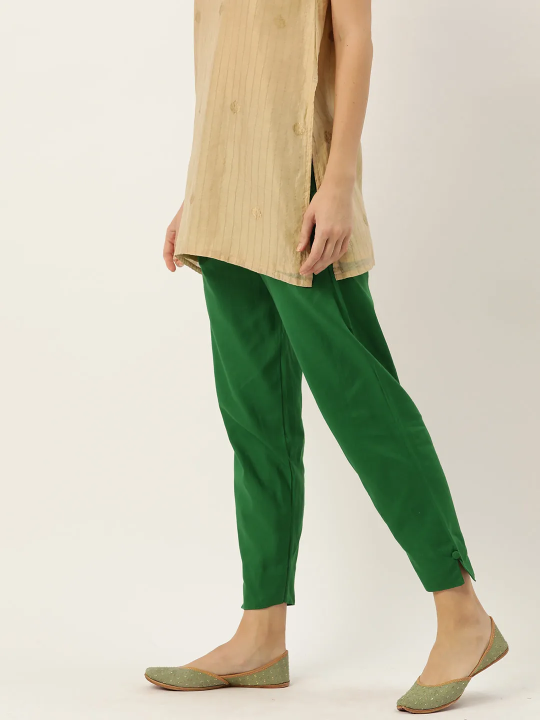 Women Pure Cotton Kurti Pant - Green