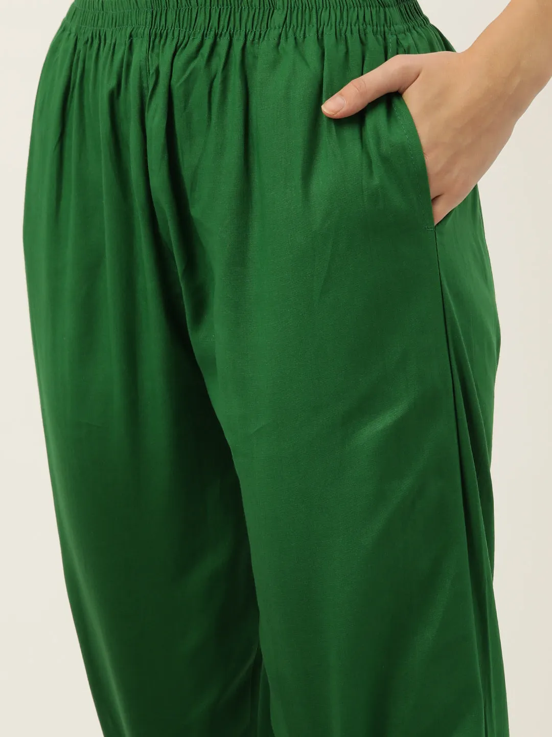 Women Pure Cotton Kurti Pant - Green