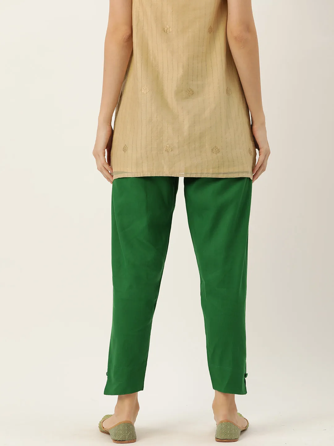 Women Pure Cotton Kurti Pant - Green