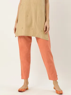 Women Pure Cotton Kurti Pant - Peach Rust
