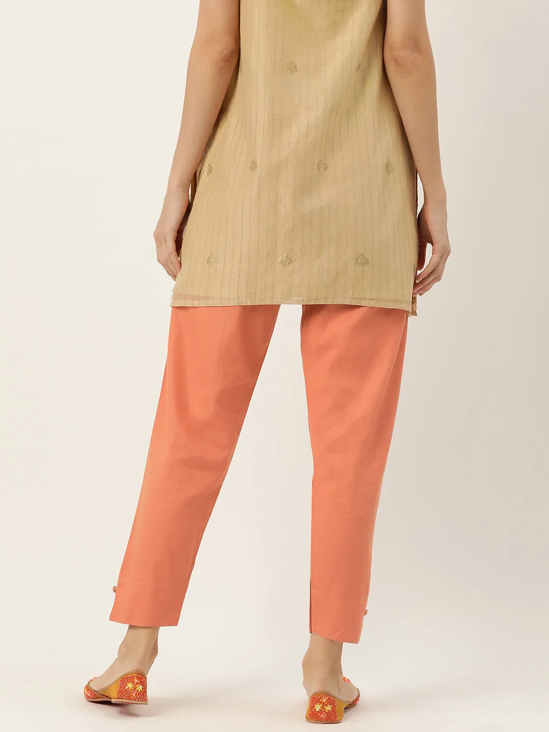 Women Pure Cotton Kurti Pant - Peach Rust