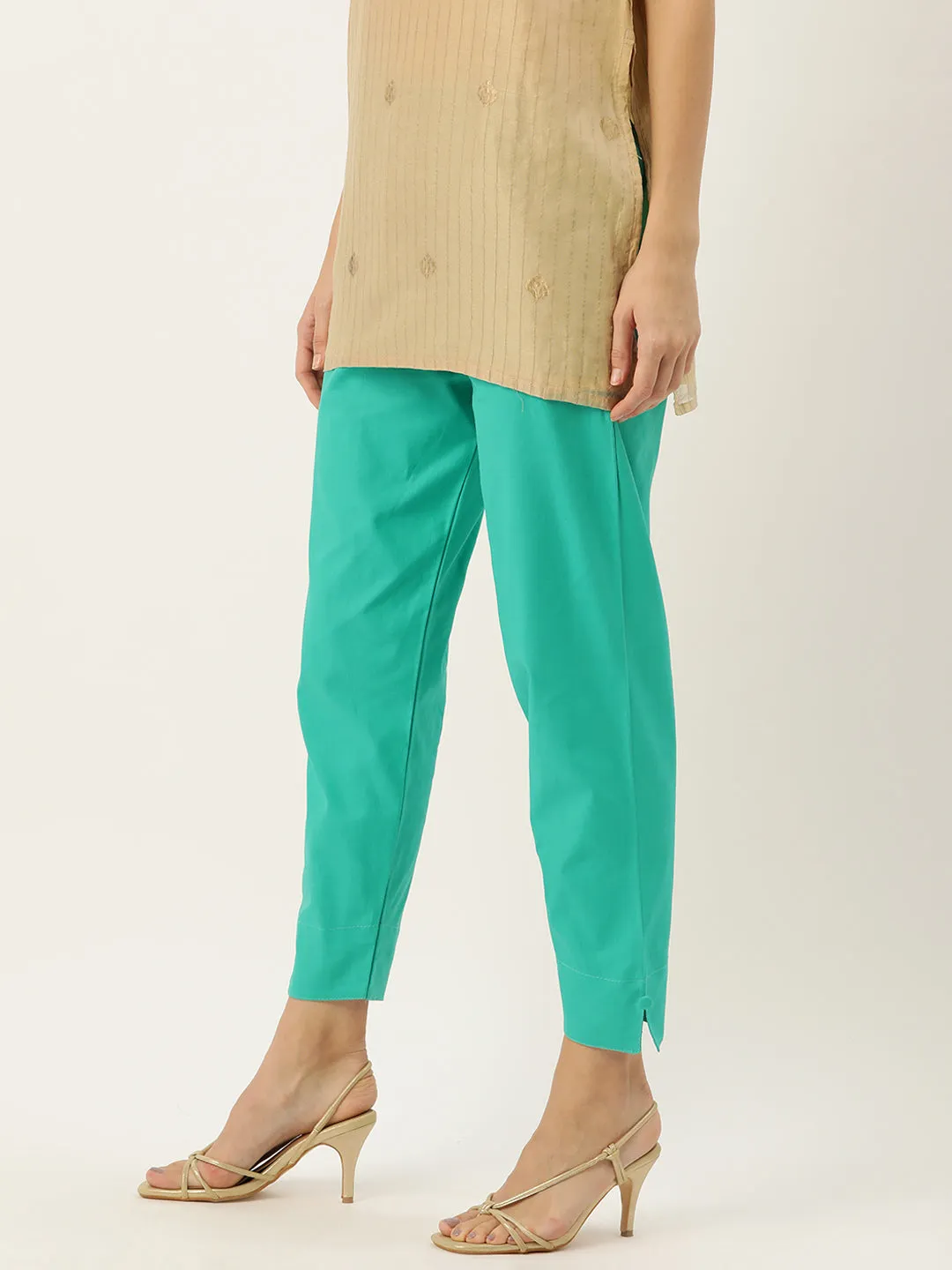 Women Pure Cotton Kurti Pant - Pista Green