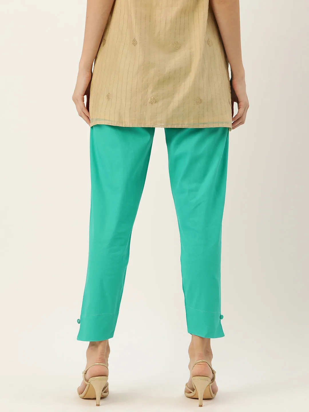Women Pure Cotton Kurti Pant - Pista Green