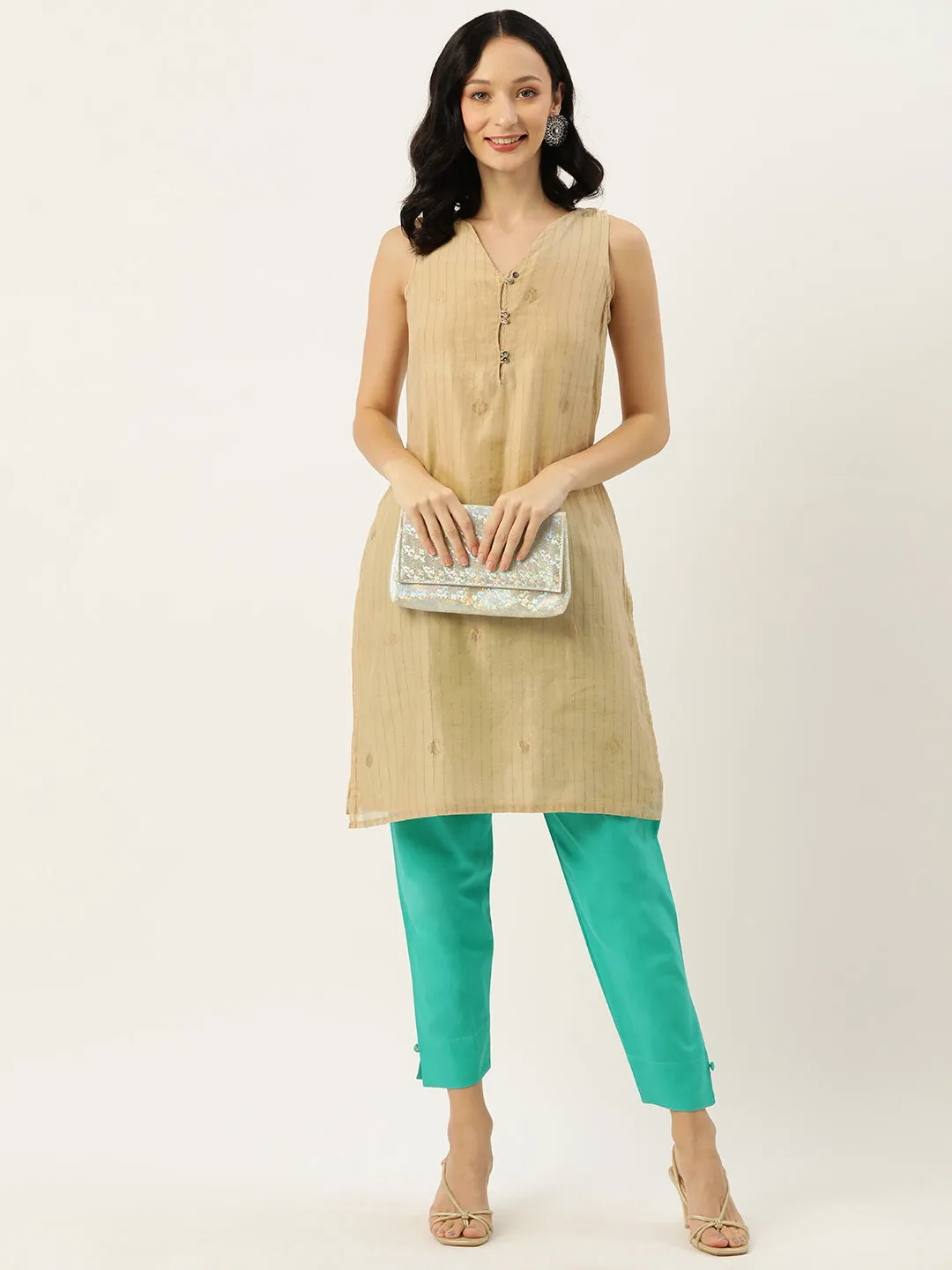 Women Pure Cotton Kurti Pant - Pista Green