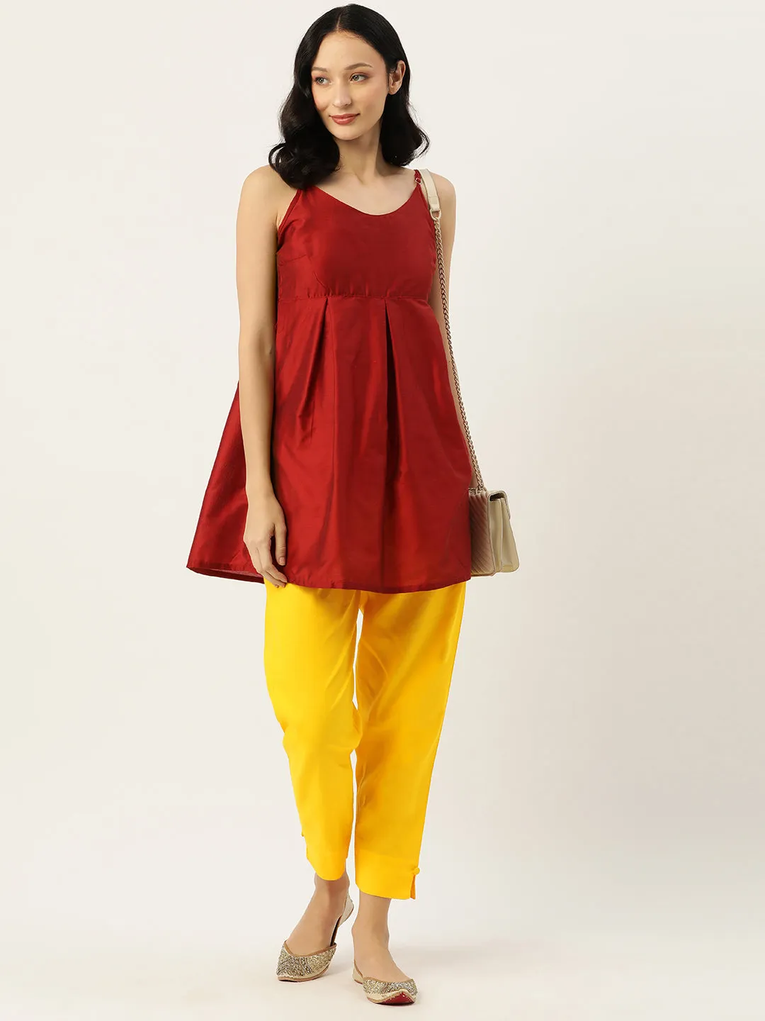 Women Pure Cotton Kurti Pant - Yellow