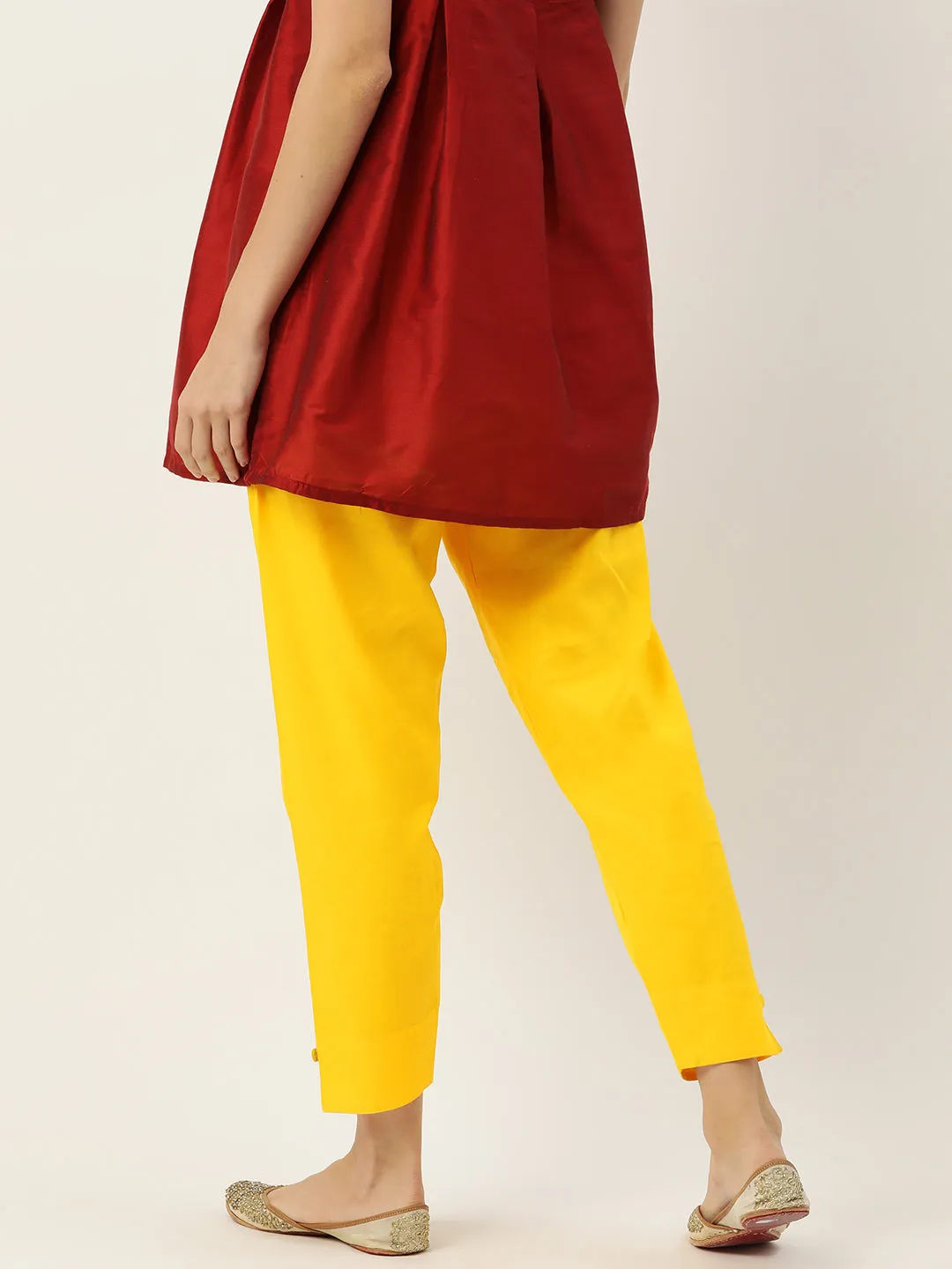 Women Pure Cotton Kurti Pant - Yellow