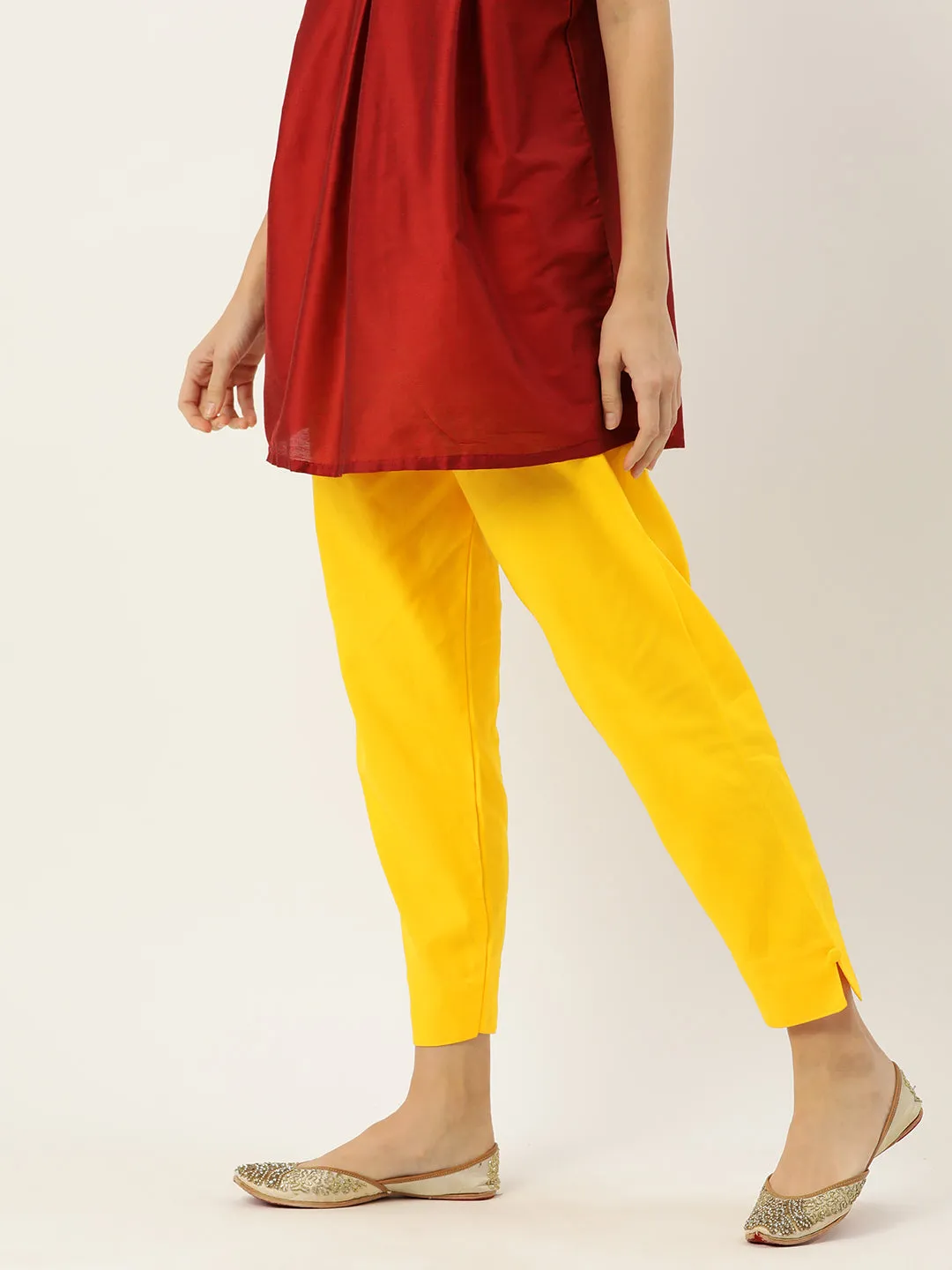 Women Pure Cotton Kurti Pant - Yellow