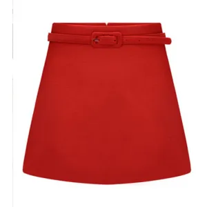 Women Skirts 3 Color Belt High Waist MINI Casual Wool Skirts