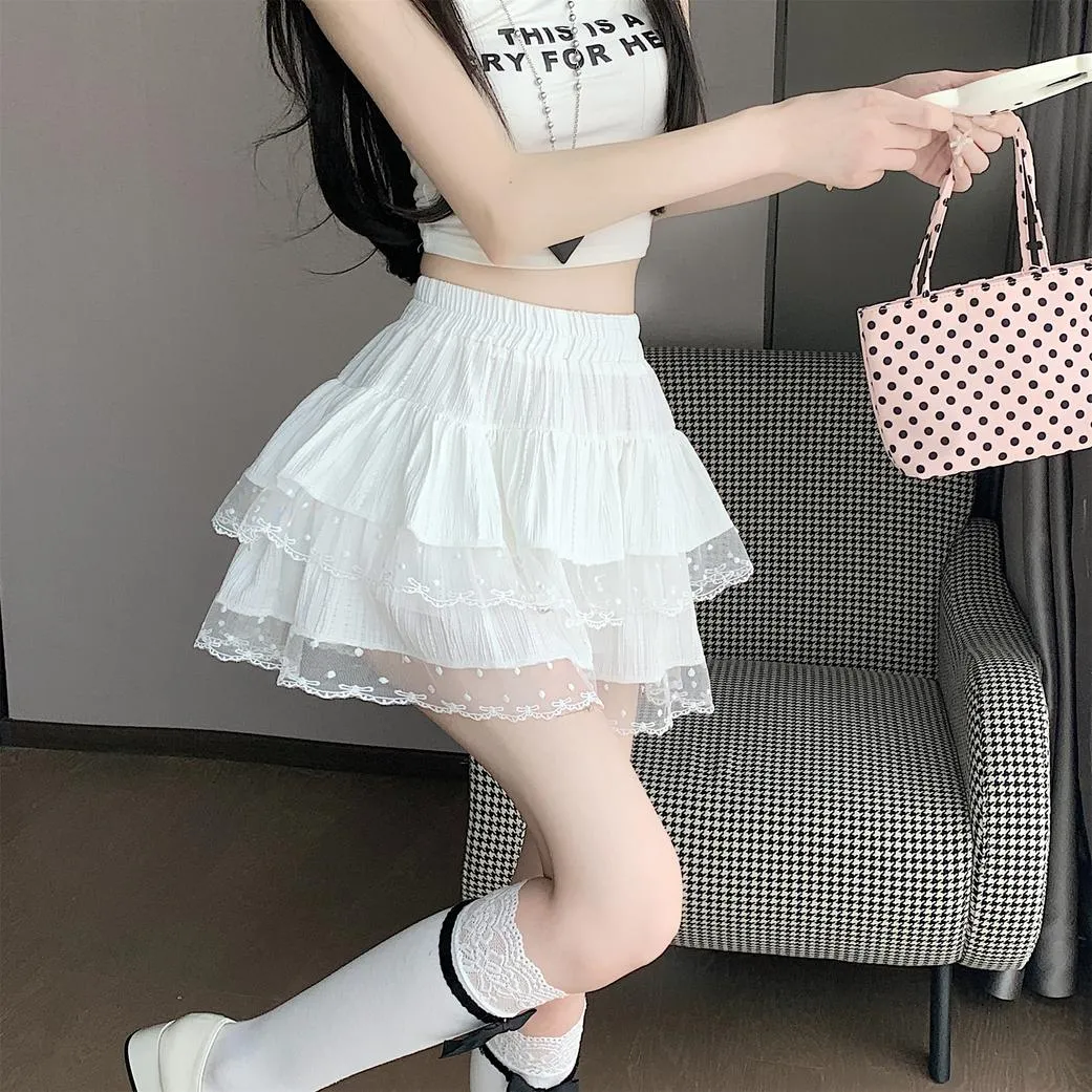 Women's Tiered Solid Skirt with Shirred Design and Tulle Hem