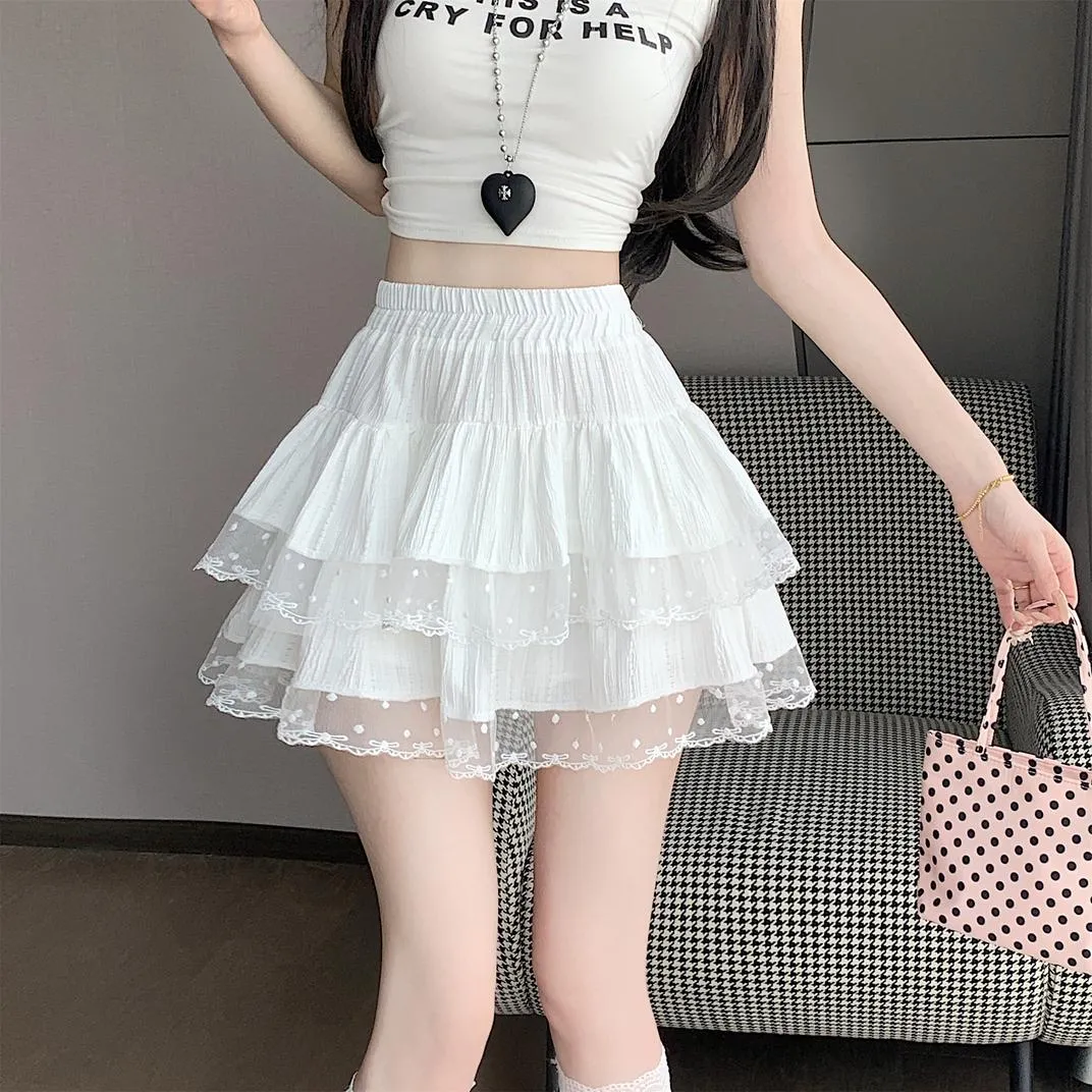 Women's Tiered Solid Skirt with Shirred Design and Tulle Hem